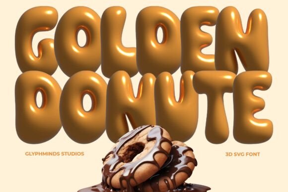 Golden Donute: Elevate Your Designs with Glossy 3D Typography